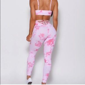 Bombshell sportswear tie dye leggings -white and pink, XS